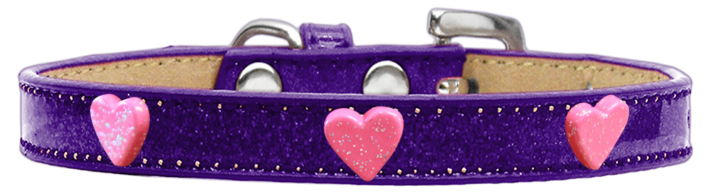 Pink Glitter Heart Widget Dog Collar Purple Ice Cream Size 20